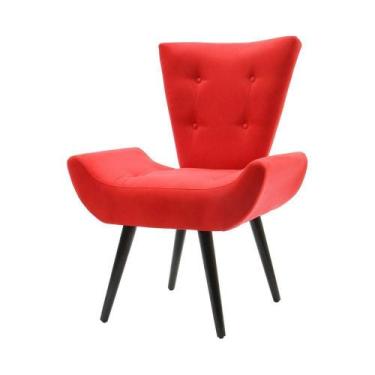 Imagem de Poltrona Decorativa Emilia Pé Palito Em Suede - Vermelha - Cor: Vermel