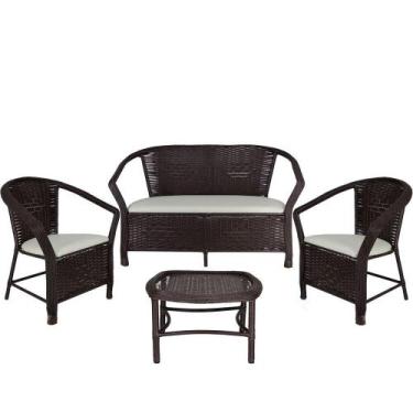 Imagem de Conjunto De Poltronas E Mesa Navegantes Branco Gelo Tabaco - PANERO