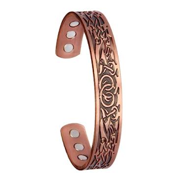 Imagem de HEALLILY Pulseira De Aço Inoxidável Masculina Retrô Magnética Para Homens Cobre Para Mulheres Ímã Terapêutico