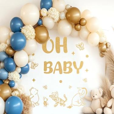 Imagem de Adesivos de parede Oh Baby Sign for Backdrop Welcome Winnie para decoração de chá de bebê, decoração de chá de bebê, foto de festa de aniversário, adesivos de fundo para arco, berçário, casa