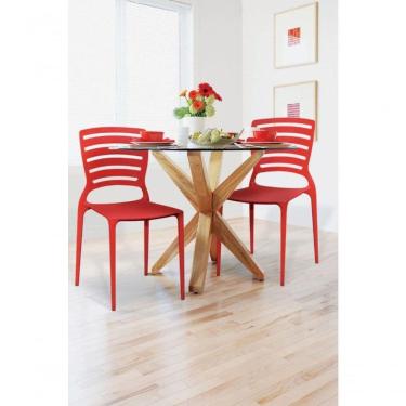 Imagem de Cadeira Tramontina Sofia Em Fibra De Vidro Vermelho Com Encosto Horizontal