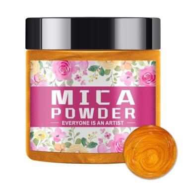 Imagem de Ninesung Pó de mica laranja para fabricação de sabão - pigmento vibrante para resina epóxi, bombas de banho, geleca, velas e artesanato DIY - não tóxico, seguro para a pele, brilho ultrafino (laranja