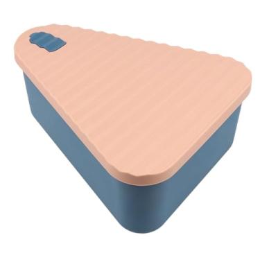 Imagem de Fenteer Caixa de armazenamento de pizza de silicone de grau alimentício triangular para frutas com vedação segura, acessório de fácil limpeza, lancheira, L Pink Blue