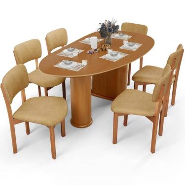 Imagem de Mesa Para Sala De Jantar Ourense Com 06 Cadeiras Sala De Jantar Dara L02 Couríssimo Fendi - Lyam Decor