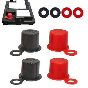 Imagem de Zikefest 4 peças de tampas de terminal de bateria de carro, tampa superior de poste positivo e negativo de carro com calços, acessórios de proteção à prova de poeira do terminal de bateria universal