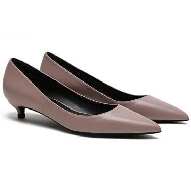 Imagem de MOOMMO Sapatos femininos de salto baixo com bico fino de cetim sem cadarço, salto baixo, 2,5 cm, confortável, clássico, diário, escritório, noite, festa, casamento, 4-13 M EUA, Rosa fosco, 10