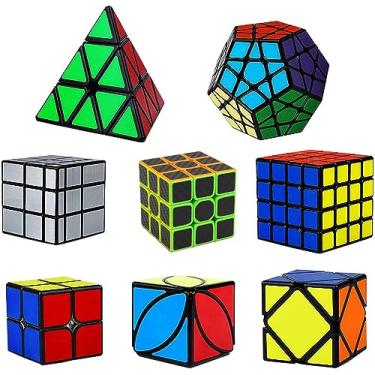 Imagem de Ahyuan Speed Cube Set Magic Speed Cube Bundle 2x2x2 3x3x3 4x4x4 Cube Pyramid Triangle Cube Dysmorphism Mirror Skew Axis Ivy Megaminx Cube Toys for Kids & Adults (Style B)
