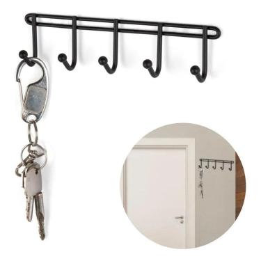 Imagem de 2X Suporta Cabide Porta Chave Bolsa De Parede 5 Ganchos Aram