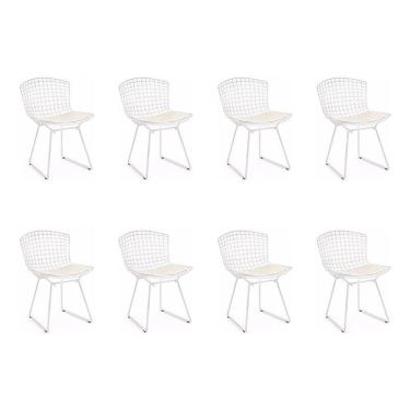 Imagem de Kit 8 Cadeiras Bertoia Branca Com Assento Branco