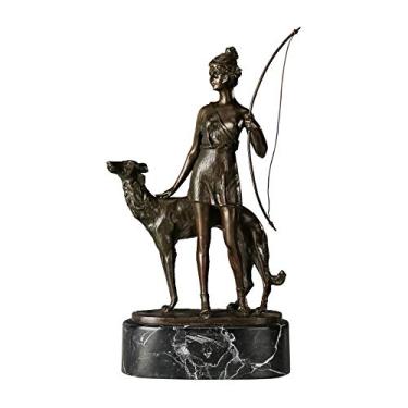 Imagem de NILEEBUKER Estátua de Bronze Hunt Moon Goddess Artemis Diana Escultura Grega Antiga Decoração de Casa