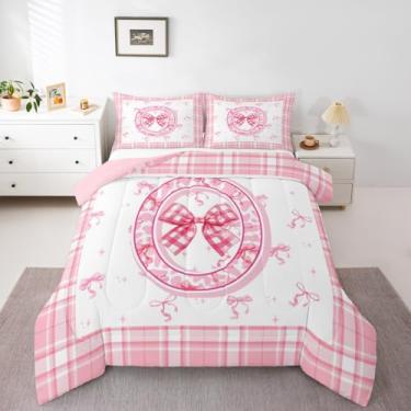 Imagem de Erosebridal Jogo de cama solteiro com estampa de letra, alfabeto, laço de princesa, monograma, rosa, para crianças, meninos, meninas, homens, presentes personalizados para mulheres e homens
