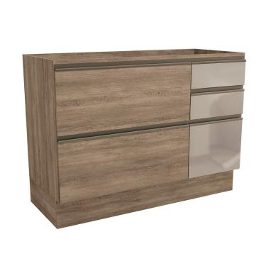 Imagem de Gabinete p/Pia Cozinha Balcão Maxxi G747 1 Porta e 4 Gavetas c/ Vidro 120cm Nogal - Kappesberg