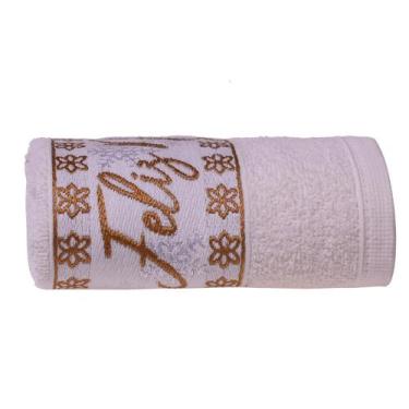 Imagem de Toalha de Banho Feliz Natal Bordada Jacquard 68x135 Bene Casa, Pérola