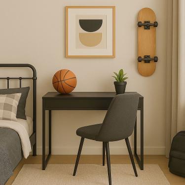 Imagem de Workstation Slim Preto Mesa Home Office Com Tampo Articulado Oculta Monitor