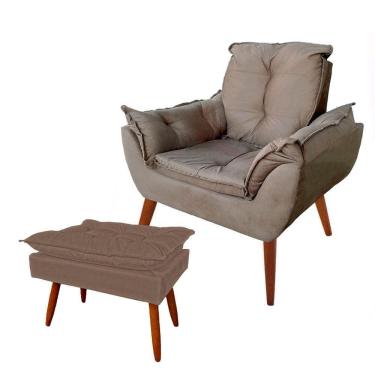 Imagem de Poltrona Decorativa Com Puff Impala Suede Capuccino Café