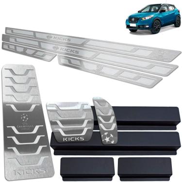 Imagem de Descanso + Pedaleira + Soleiras Nissan Kicks Uefa Ed Prata