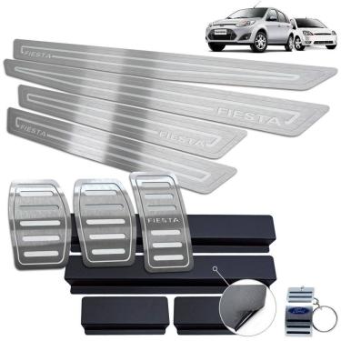 Imagem de Pedaleira Soleira Ford Fiesta 2007 A 2014 Prata Baixo Relevo