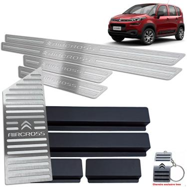 Imagem de Descanso De Pé + Soleira Prata Aço Inox Aircross 2017 A 2020