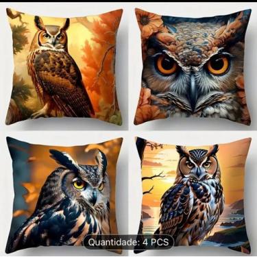 Imagem de KiT 4 Capas De Almofada 40 cm x 40 cm Sublimada Estampada - Dryka Enxo