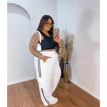 Imagem de Calça Feminina Cargo Track Pants Listras Laterais Plus Size - Multimar