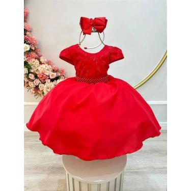 Imagem de Vestido Infantil Vermelho com Renda para Daminhas de Festas - Fabuloso