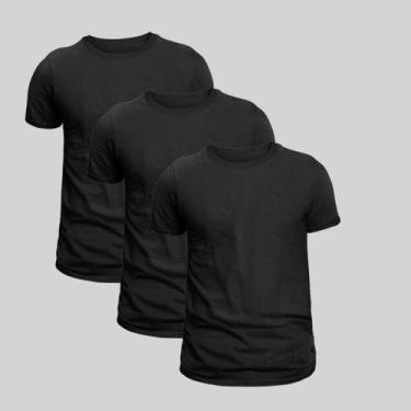 Imagem de Kit 3 Camisas Camisetas Básicas Lisas Manga Curta 100% Algodão Casual 