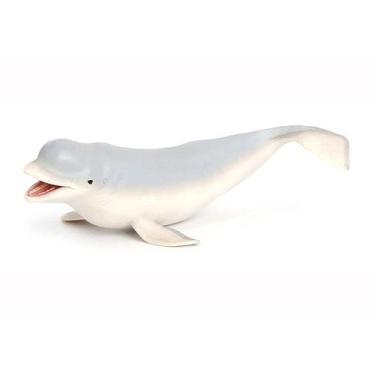 Imagem de Estatueta de baleia beluga, modelo realista de animal oceânico em PVC 