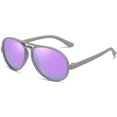 Imagem de LEICO FASHION Óculos de sol aviador polarizados para meninos e meninas de 0 a 4 anos - Armação emborrachada inquebrável