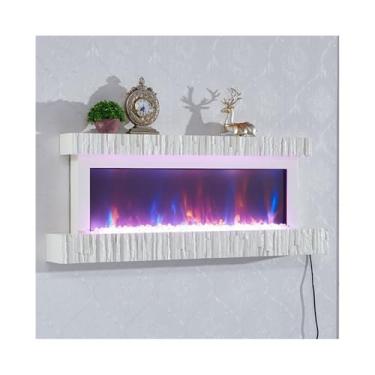 Imagem de Lareira Decorativa Lareira elétrica de parede, com botão/controle remoto, lareira ultrafina chama cristal colorida