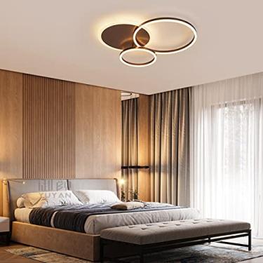 Imagem de Luminária de teto LED moderna, luminária de teto embutida, abajur de acrílico, lustre com controle remoto, iluminação de teto, lustre redondo moderno e chique para sala de 's, quarto/branco/