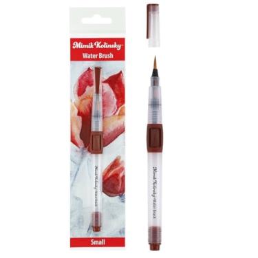 Imagem de Pincel de água sintético Mimik Kolinsky, pequeno, redondo, 3 mm, feito à mão na Alemanha, pincéis de aquarela com cerdas altamente absorventes, reservatório de água transparente, perfeito para tinta e