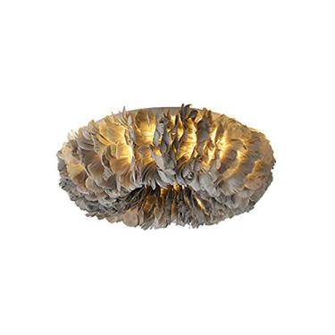 Imagem de Lustre moderno Criatividade Pena Teto Ht Fofo Abajur Lustre Moderno Minimalista Decoração Pingente Ht para Quarto Meninas Quarto-Cinza 80Cm/Cinza/60cm luminária pendente pendente