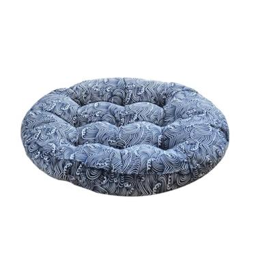 Imagem de pufe Almofada de piso circular tecido inchado linho algodão confortável Soft fixa meditação com nove furos