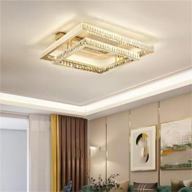 Imagem de Sala de estar Luxo Cristal Led Teto Lâmpada Lustre Aço Regulável Led Teto Lustre Iluminação Quarto Arte Luminária Luminária, Lustre Lâmpadas