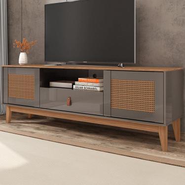 Imagem de Rack para TV Até 60 Polegadas Thaim 2 Portas 1 Gaveta Cinza Perola/Noce - Pnr Móveis