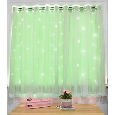 Imagem de LUOFDCLDDD Cortina, 1 painel - cobertura estrela estrela Voile meio cortinas lápis dobra curta cortina curta quarto sala de estar tule pequena janela cortina cortina peneia cortinas sombra