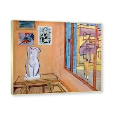 Imagem de NHLDZYH Moldura champanhe. Folhas impressionistas, (estúdio com torso) de Raoul Dufy, reprodução de quadros, quadros de pinturas famosas, imagem murais quartos. 60x72cm