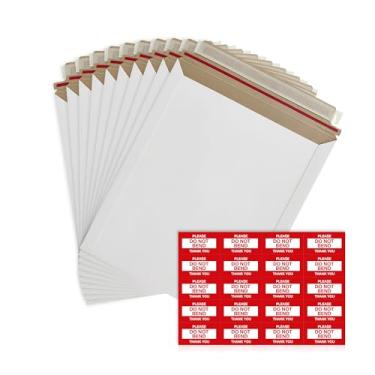 Imagem de Pacote com 10 envelopes rígidos de 18 x 23 cm – Envelopes de papelão brancos autoselados – Material de correspondência resistente para documentos, fotos, revistas e literatura