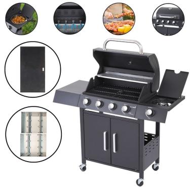 Imagem de Churrasqueira Americana Móvel a Gás 4 Queimadores + Kit Defumador + Chapa Preta Importway Iwcg007