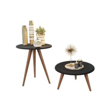 Imagem de Conjunto de Mesas Centro e Lateral Natália Preto - J3 Móveis