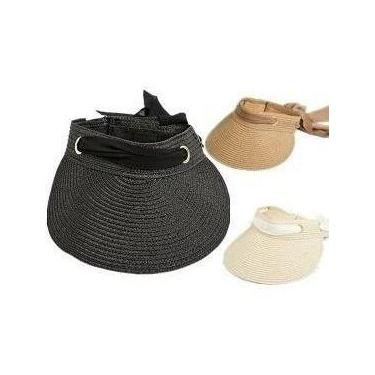 Imagem de Viseira Feminina Palha Entrasado C/ Ilhós E Laço Moda Verao - oem, 6-9