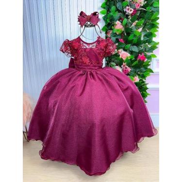 Imagem de Vestido Longo Marsala Giovanella para Dama, Daminha e Noivinha, Falu r