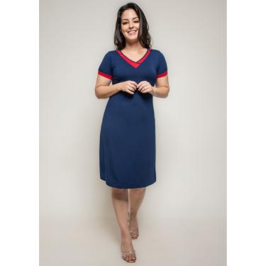 Imagem de Vestido Pau a Pique Básico Azul Marinho e Vermelho