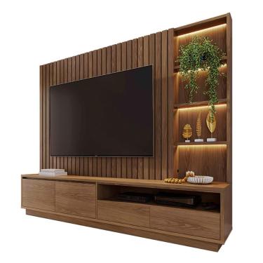 Imagem de Home Estante Rack Cancun Para Tv Até 82 Polegadas Amendoa Amendoa