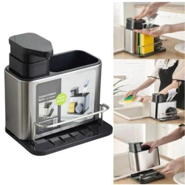 Imagem de Dispenser Inox porta detergente Sabão Liquido Esponja Bucha - SWEET HO