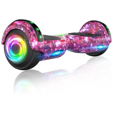 Imagem de Hoverboard Auto Balanceante SISIGAD 6,5&quot; K02 Roxo Estrelado com Alto-falante Bluetooth e Luzes Coloridas
