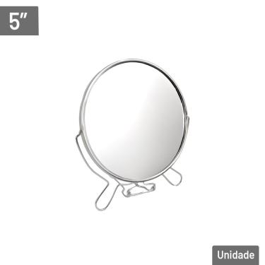 Imagem de Espelho de Mesa Dupla Face 6x5cm Redondo - Tudo em Caixa