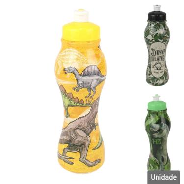 Imagem de Garrafa de Plástico 450ml Squeeze Dinossauro - Tudo em Caixa