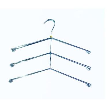 Imagem de Cabides Triplo para Camisas Cromado 10 peças - Fabricação Nacional