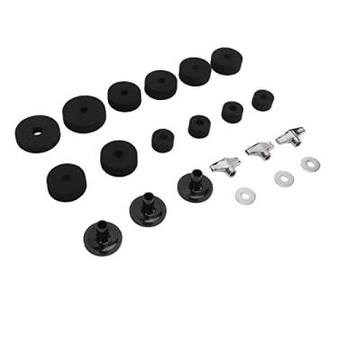Imagem de Mingzhe Kit de Almofada de Feltro para Pratos de Tambor, Kit Antiderrapante para Melhoria da Qualidade do Som, Acessório de Conjunto de Bateria (Preto)